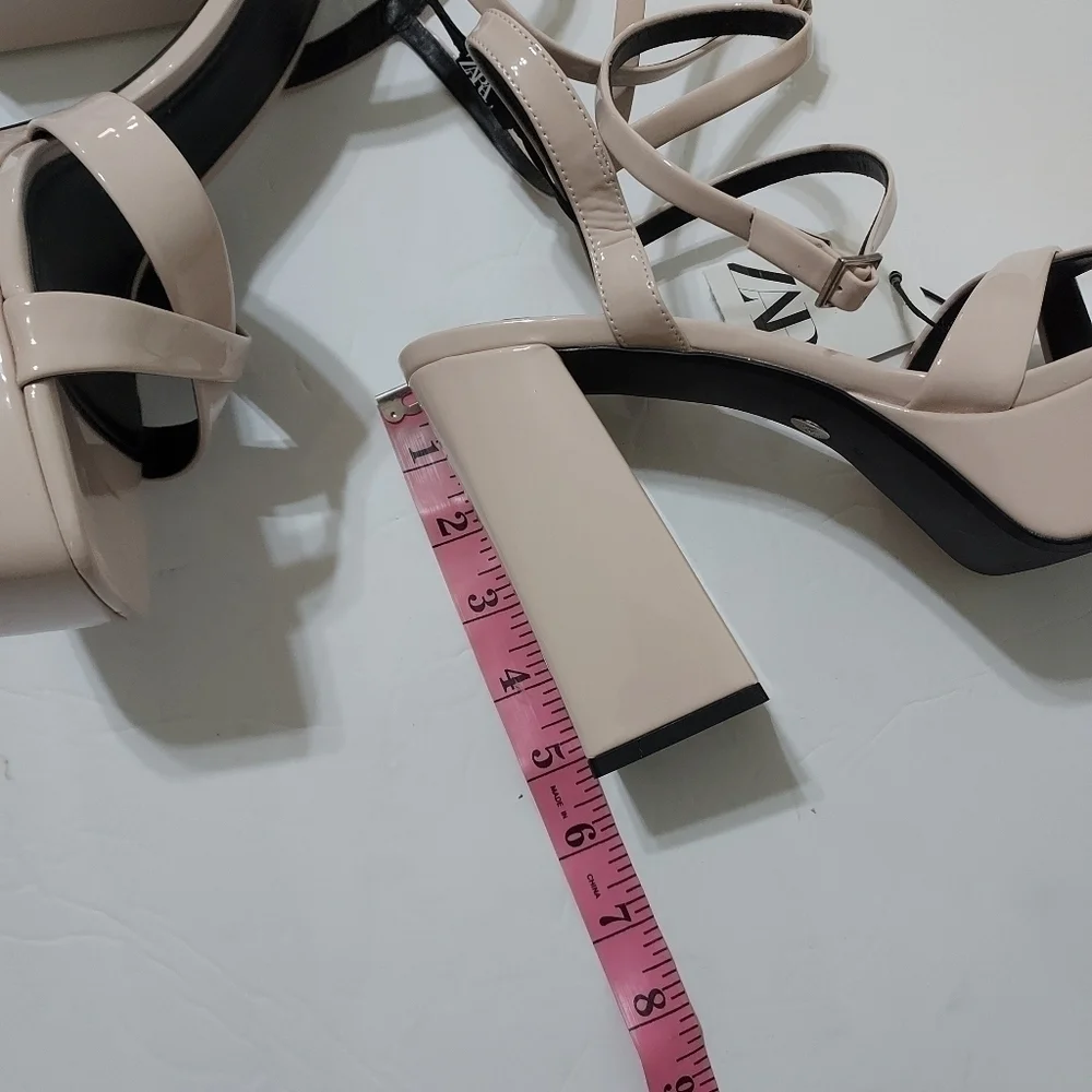 PATENT heeled platform sandals